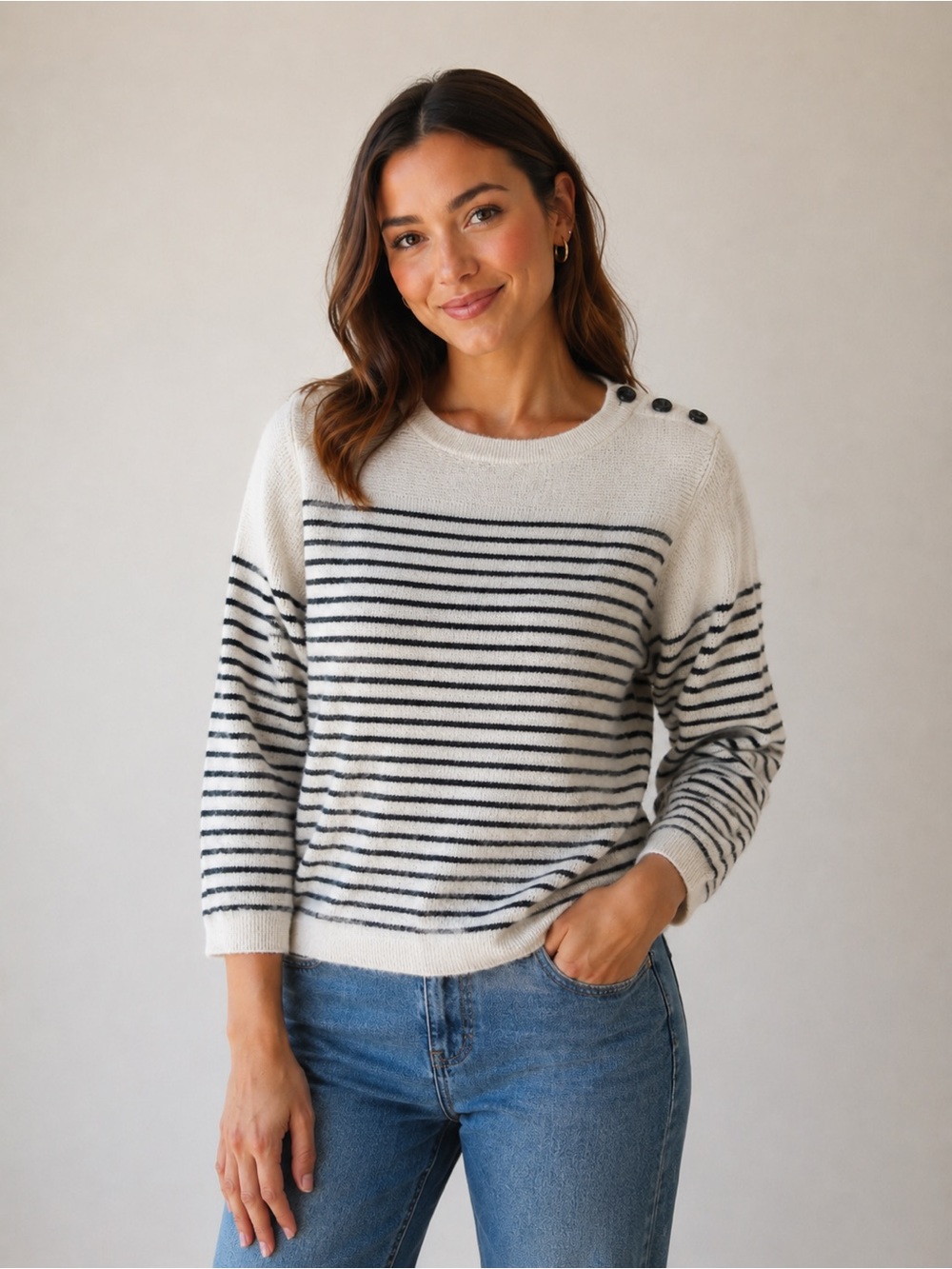 Filippa K Striped Wool Blend Sweater Scandinavian Minimalist Breton Knit Size L
